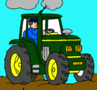 Dibujo Tractor en funcionamiento pintado por dahila