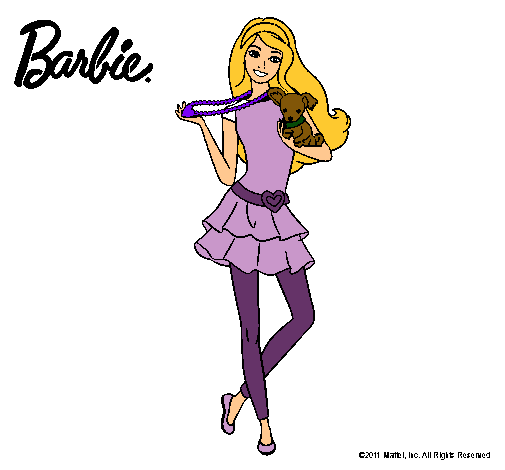 Dibujo Barbie y su mascota pintado por dani