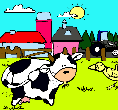 Vaca en la granja