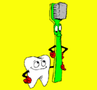 Dibujo Muela y cepillo de dientes pintado por kelsey
