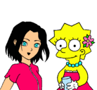 Dibujo Sakura y Lisa pintado por hpphhpphhpph