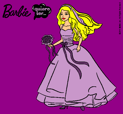 Dibujo Barbie vestida de novia pintado por dianaeliza