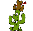 Dibujo Cactus con sombrero pintado por pare