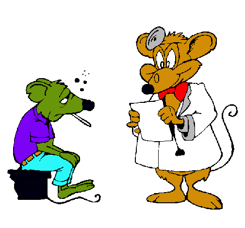 Doctor y paciente ratón