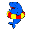 Dibujo Delfín con flotador pintado por estiu