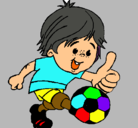 Dibujo Chico jugando a fútbol pintado por madeley