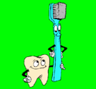 Dibujo Muela y cepillo de dientes pintado por estefita