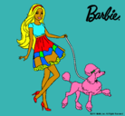 Dibujo Barbie paseando a su mascota pintado por luque