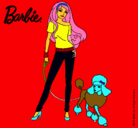 Dibujo Barbie con look moderno pintado por luque