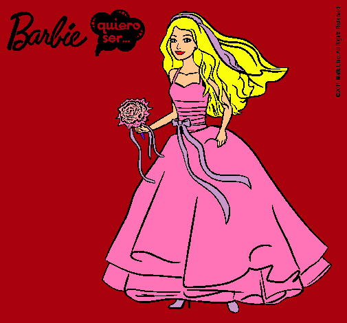 Dibujo Barbie vestida de novia pintado por Blooma