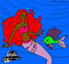 Dibujo Barbie sirena con su amiga pez pintado por inmanata