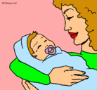Dibujo Madre con su bebe II pintado por nicol