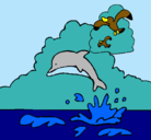 Dibujo Delfín y gaviota pintado por lupecitadani