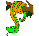Dibujo Serpiente colgada de un árbol pintado por serpiente