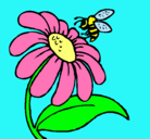 Dibujo Margarita con abeja pintado por florecita