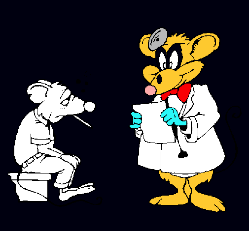 Doctor y paciente ratón