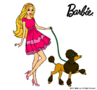 Dibujo Barbie paseando a su mascota pintado por dani