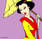 Dibujo Geisha con paraguas pintado por misspeke