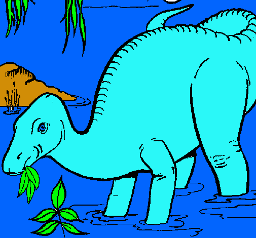 Dibujo Dinosaurio comiendo pintado por sebaosito