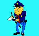 Dibujo Policía haciendo multas pintado por aeyg