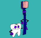 Dibujo Muela y cepillo de dientes pintado por agustinabona