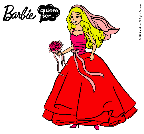Dibujo Barbie vestida de novia pintado por princesisa