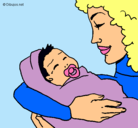 Dibujo Madre con su bebe II pintado por florchis