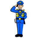 Dibujo Policía saludando pintado por ibor