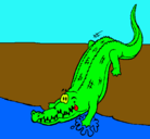 Dibujo Aligátor entrando al agua pintado por meme1