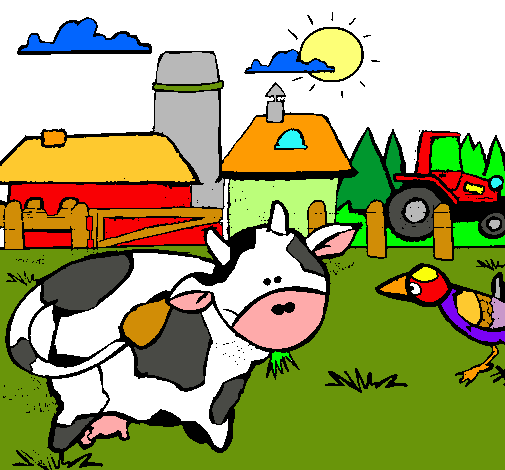 Vaca en la granja