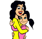 Dibujo Madre e hija abrazadas pintado por divis