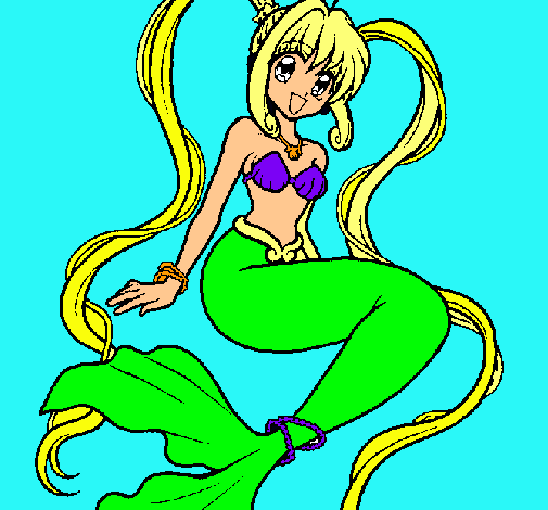 Dibujo Sirena con perlas pintado por moni_monk