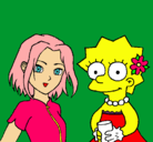 Dibujo Sakura y Lisa pintado por nivek