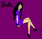 Dibujo Barbie sentada pintado por black