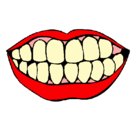 Dibujo Boca y dientes pintado por dentista