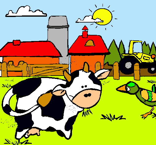 Vaca en la granja