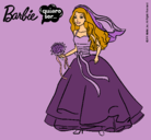 Dibujo Barbie vestida de novia pintado por andreinar