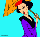 Dibujo Geisha con paraguas pintado por elena789