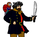 Dibujo Pirata con un loro pintado por pepepeponcio
