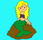 Dibujo Sirena sentada en una roca pintado por viviana1999