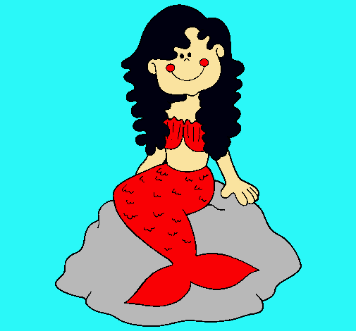 Dibujo Sirena sentada en una roca pintado por princesa60