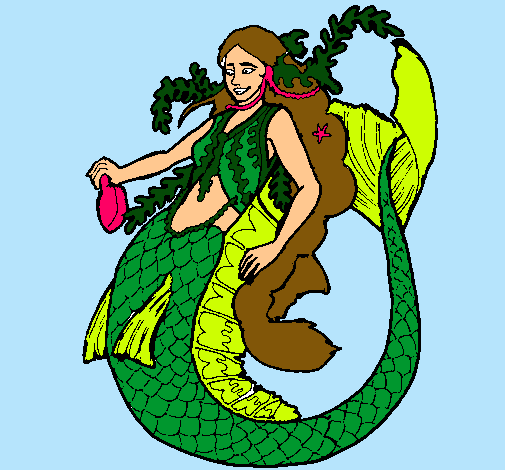 Dibujo Sirena con larga melena pintado por Eka-Katy