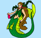 Dibujo Sirena con larga melena pintado por Eka-Katy