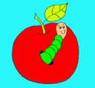 Dibujo Manzana con gusano pintado por slendy