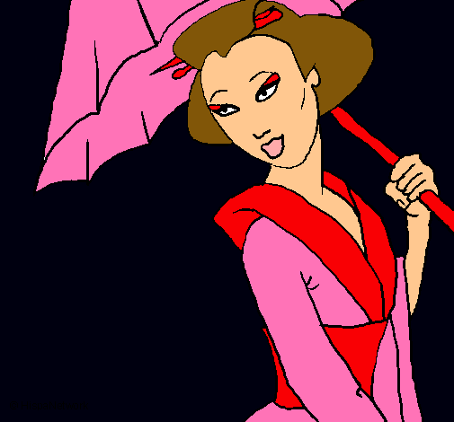 Dibujo Geisha con paraguas pintado por lili_17_