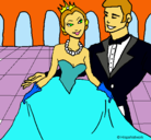Dibujo Princesa y príncipe en el baile pintado por ninfa