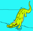 Dibujo Aligátor entrando al agua pintado por COCODRILO