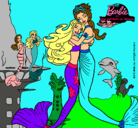 Dibujo Barbie sirena y la reina sirena pintado por sandritabell