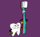Dibujo Muela y cepillo de dientes pintado por maryanghel