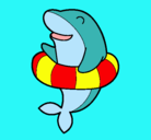 Dibujo Delfín con flotador pintado por bluisa